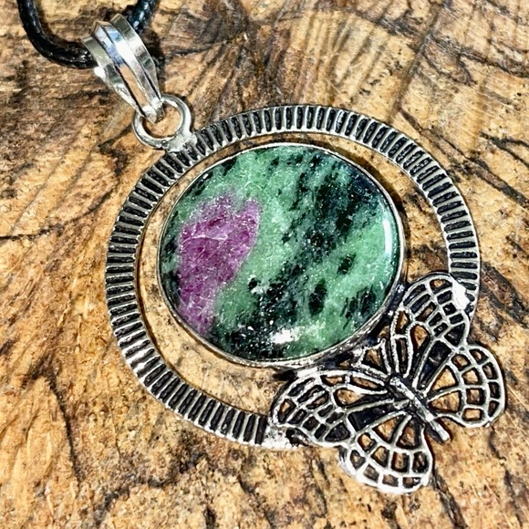 Butterfly Ruby Zoisite Crystal Pendant 2 1/2” - Picture 11 of 12